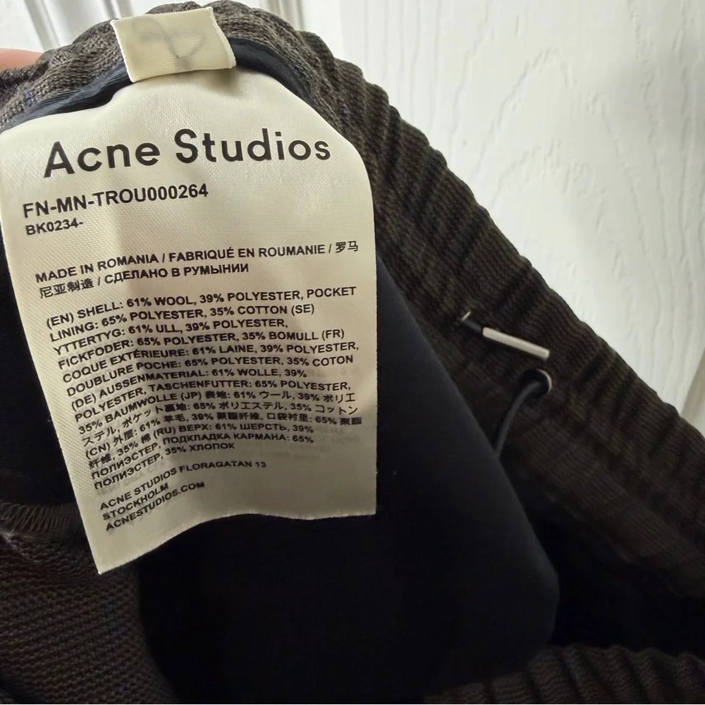 Acne Studios Men’s Ryder Wool Blend Trousers Pinstripe Pants Size 44 / US 34 - Picture 6 of 7